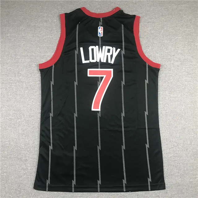 Maillot Air Jordan Toronto Raptors City Edition à rayures éclair noir et rouge 3