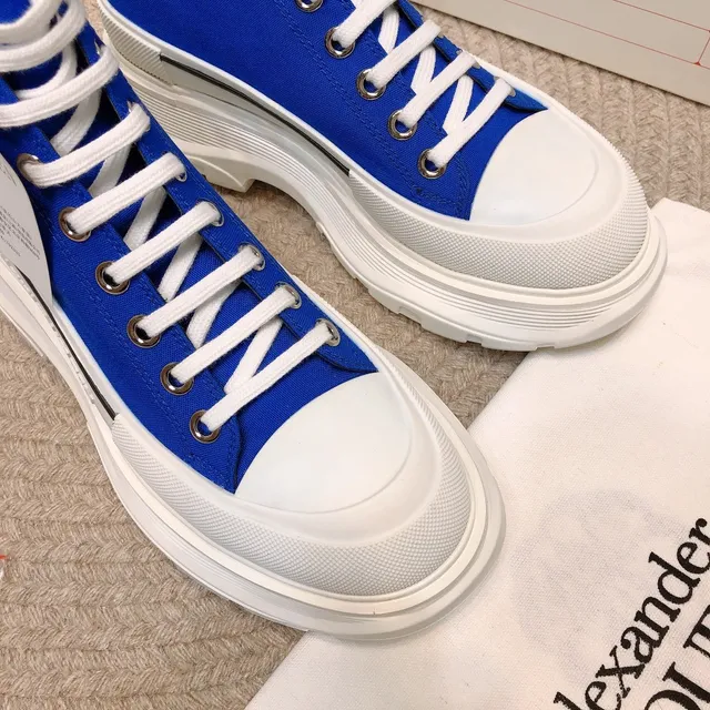 Alexander McQueen Blue White High-Top Canvas Upper Lifestyle Sneakers 5
