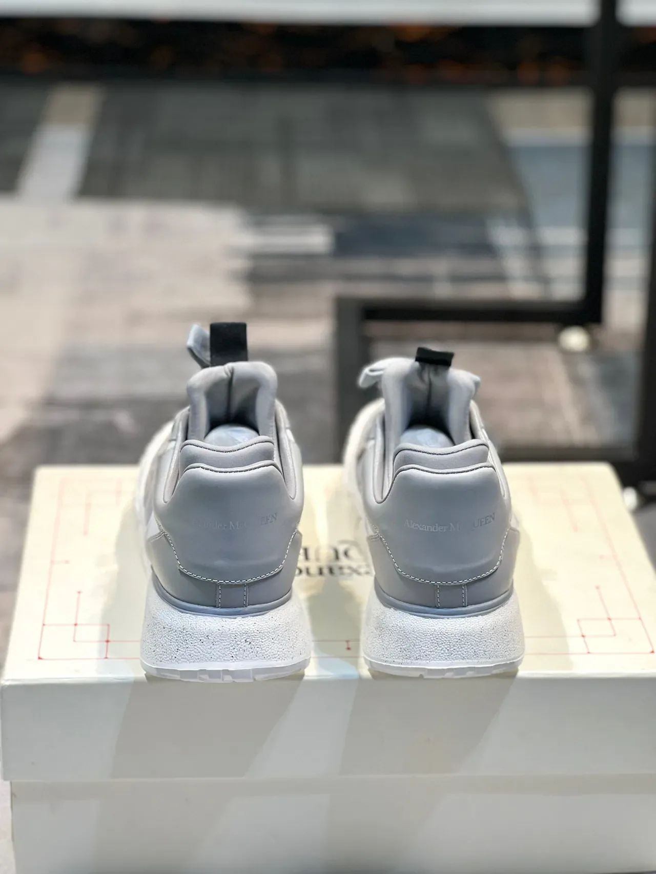 Alexander McQueen Gray White Oversized Sculpted Sole Layered Upper Lifestyle Sneakers 2