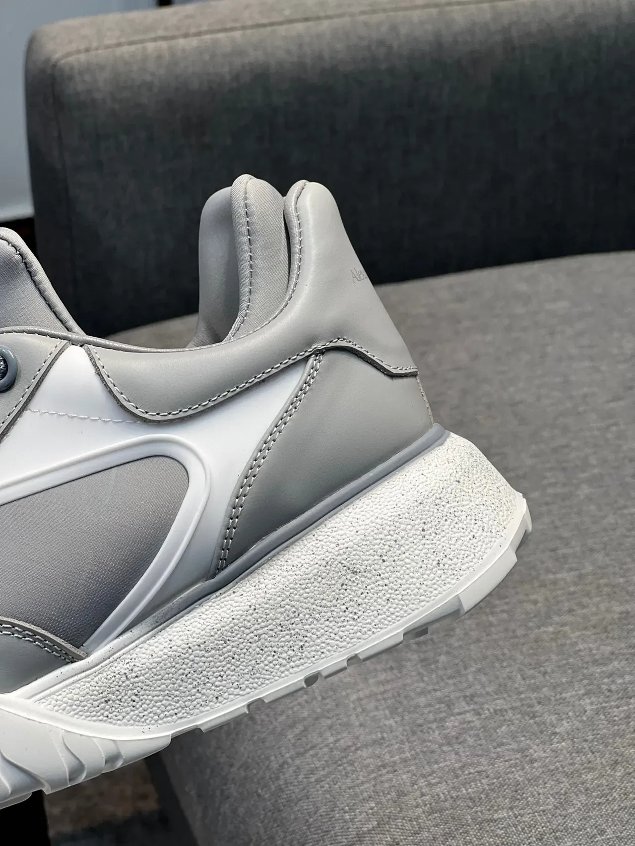 Alexander McQueen Gray White Oversized Sculpted Sole Layered Upper Lifestyle Sneakers 8