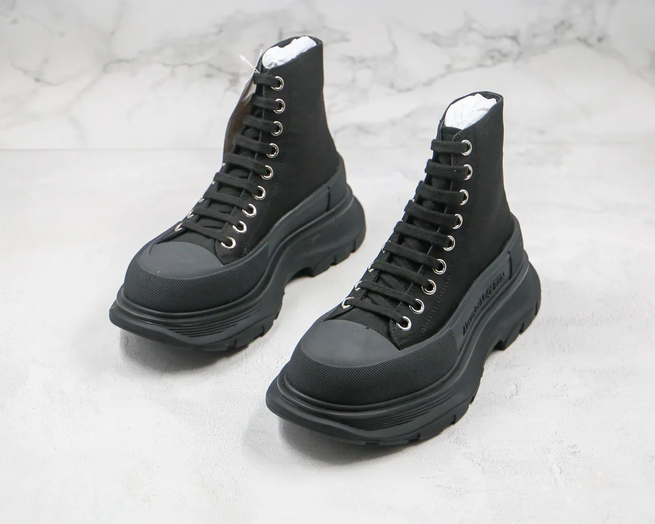 Alexander McQueen Sneaker oversize noir toile bottine de cheville 9