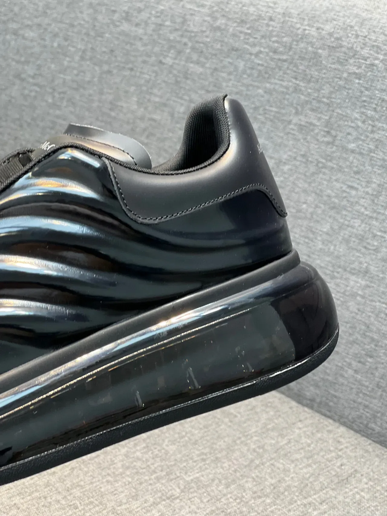 Alexander McQueen Oversized Sneaker Black Glossy Patent Lifestyle Sneakers 9