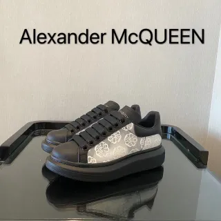 Alexander McQueen Oversized Sneaker Black White Silhouette Floral Jacquard Side Panel Lifestyle Sneakers