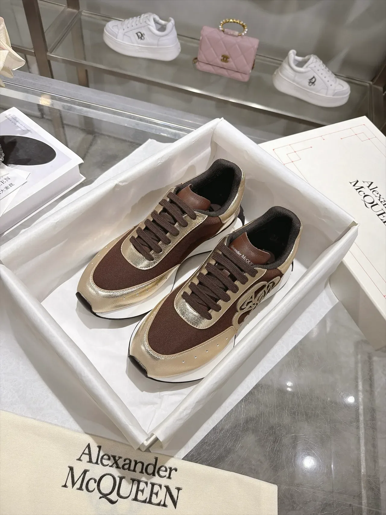 Alexander McQueen Oversized Sneaker Gold Brown Metallic Lifestyle Sneakers 2