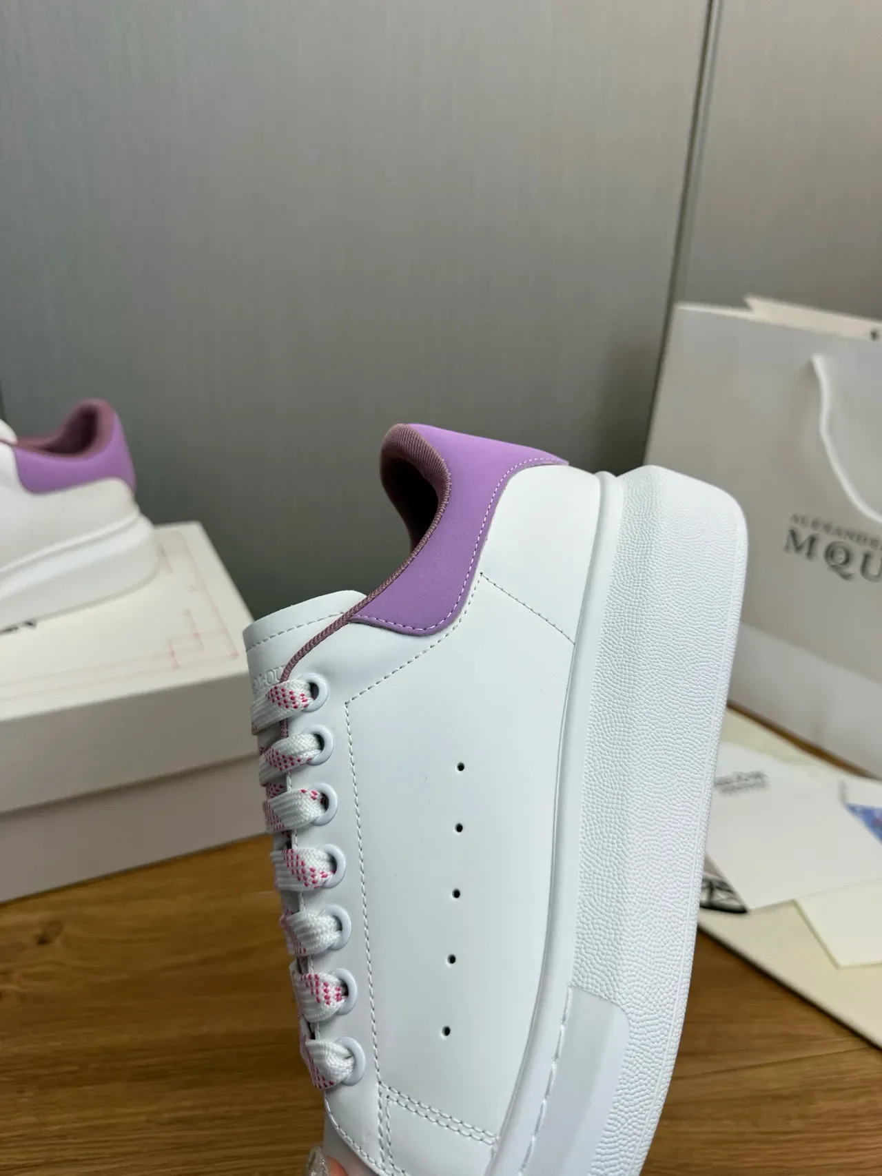 Alexander McQueen Oversized Sneaker White and Purple Lifestyle Sneakers 9