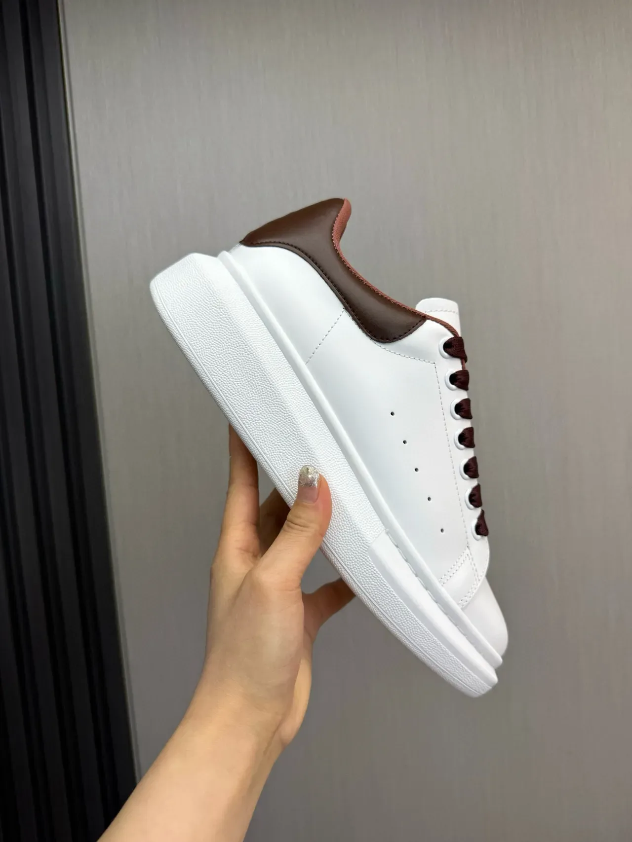 Alexander McQueen Oversized Sneaker White Brown Skull Heel Lifestyle Sneakers 6
