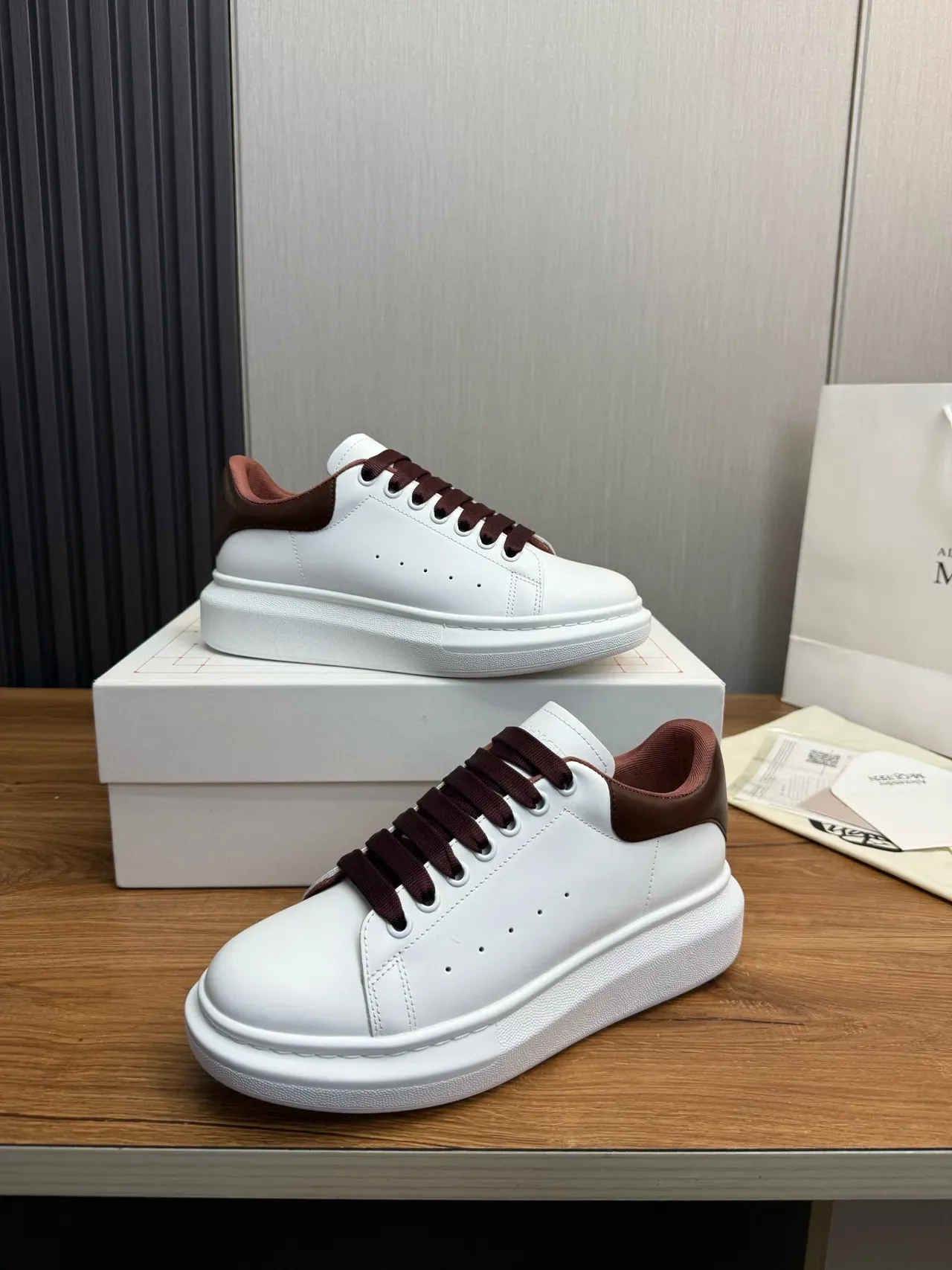 Alexander McQueen Oversized Sneaker White Brown Skull Heel Lifestyle Sneakers 8