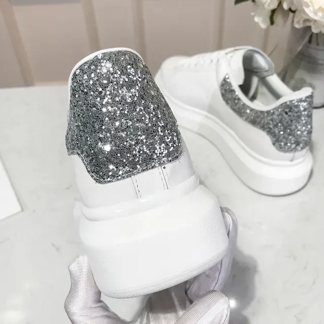 Alexander McQueen Oversized Sneaker White Silver Platform Sole Leather Upper Lifestyle Sneakers 2