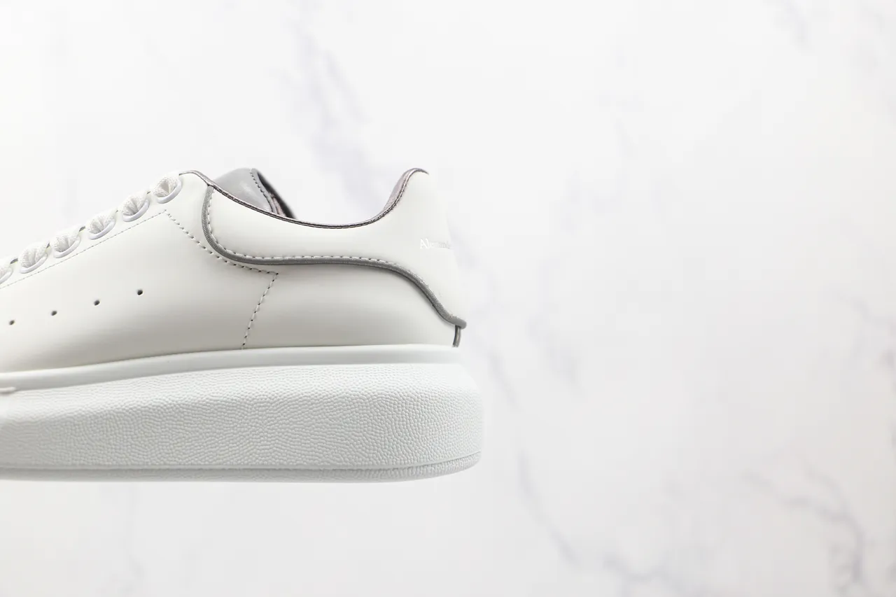 Alexander McQueen Oversized Sneaker White Silver Platform Sole Smooth Leather Upper Lifestyle Sneakers 4
