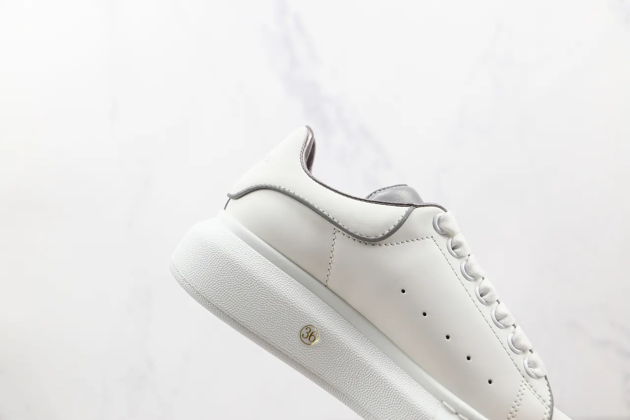 Alexander McQueen Oversized Sneaker White Silver Platform Sole Smooth Leather Upper Lifestyle Sneakers 6