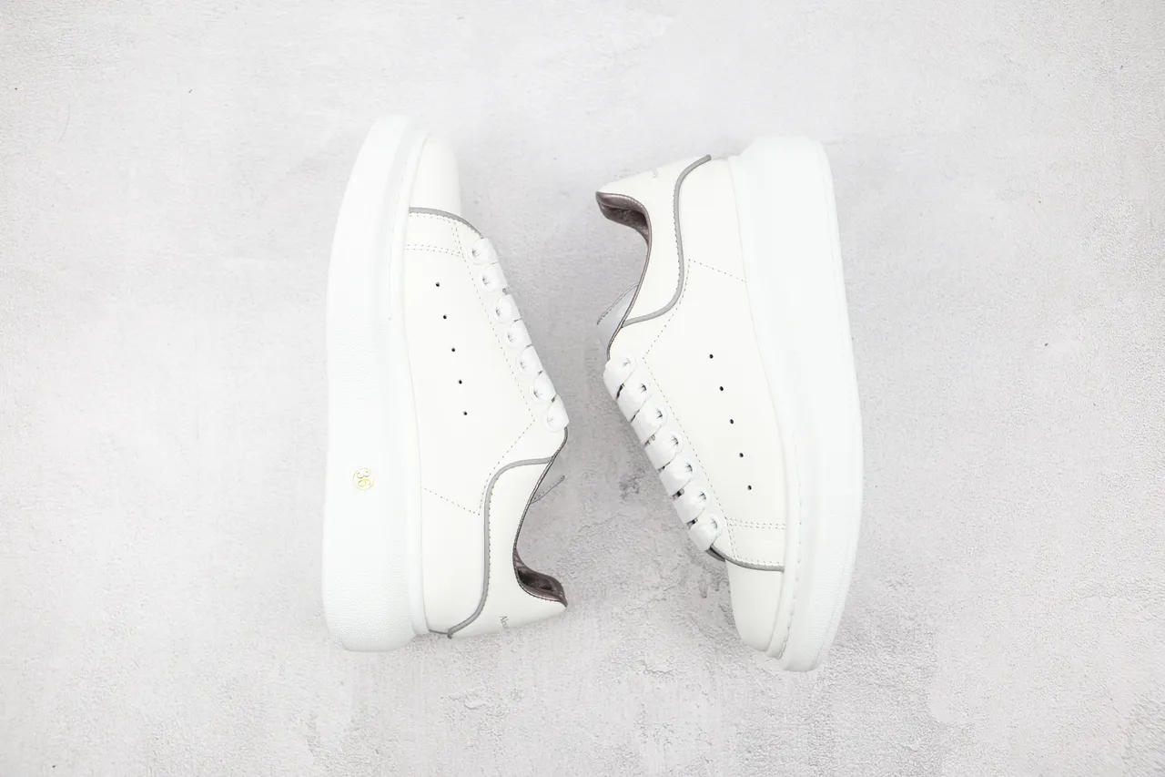 Alexander McQueen Oversized Sneaker White Silver Platform Sole Smooth Leather Upper Lifestyle Sneakers 9