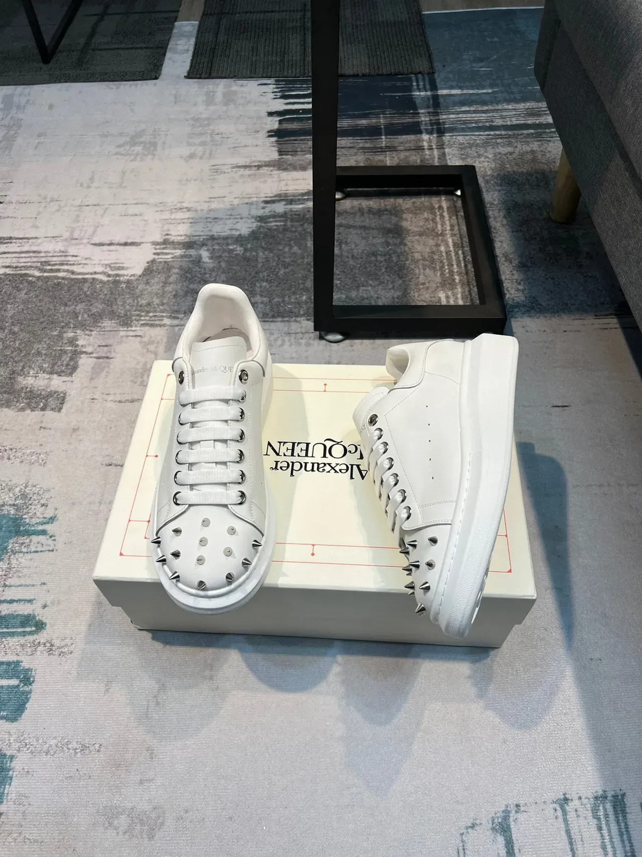 Alexander McQueen Oversized Sneaker White Studded Toe Lifestyle Sneakers 4