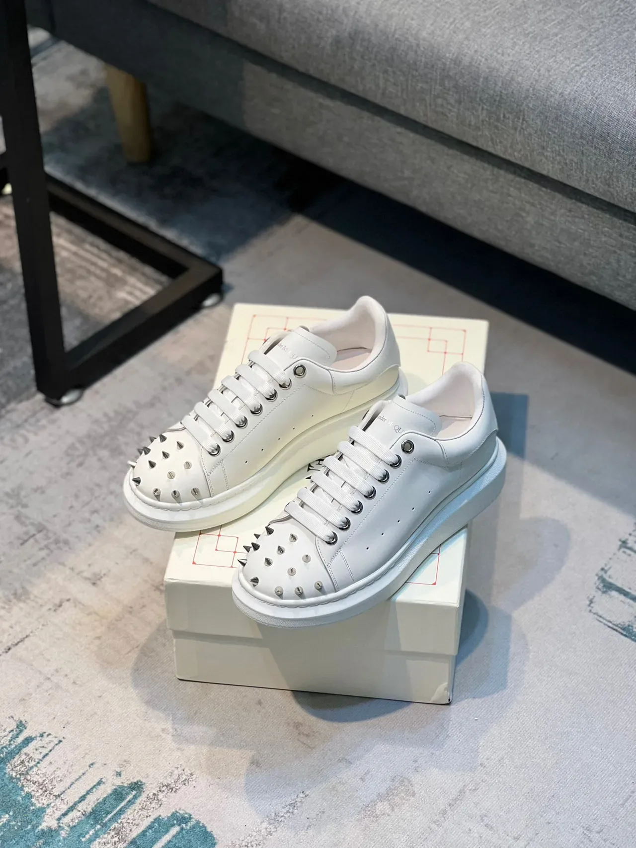 Alexander McQueen Oversized Sneaker White Studded Toe Lifestyle Sneakers 6