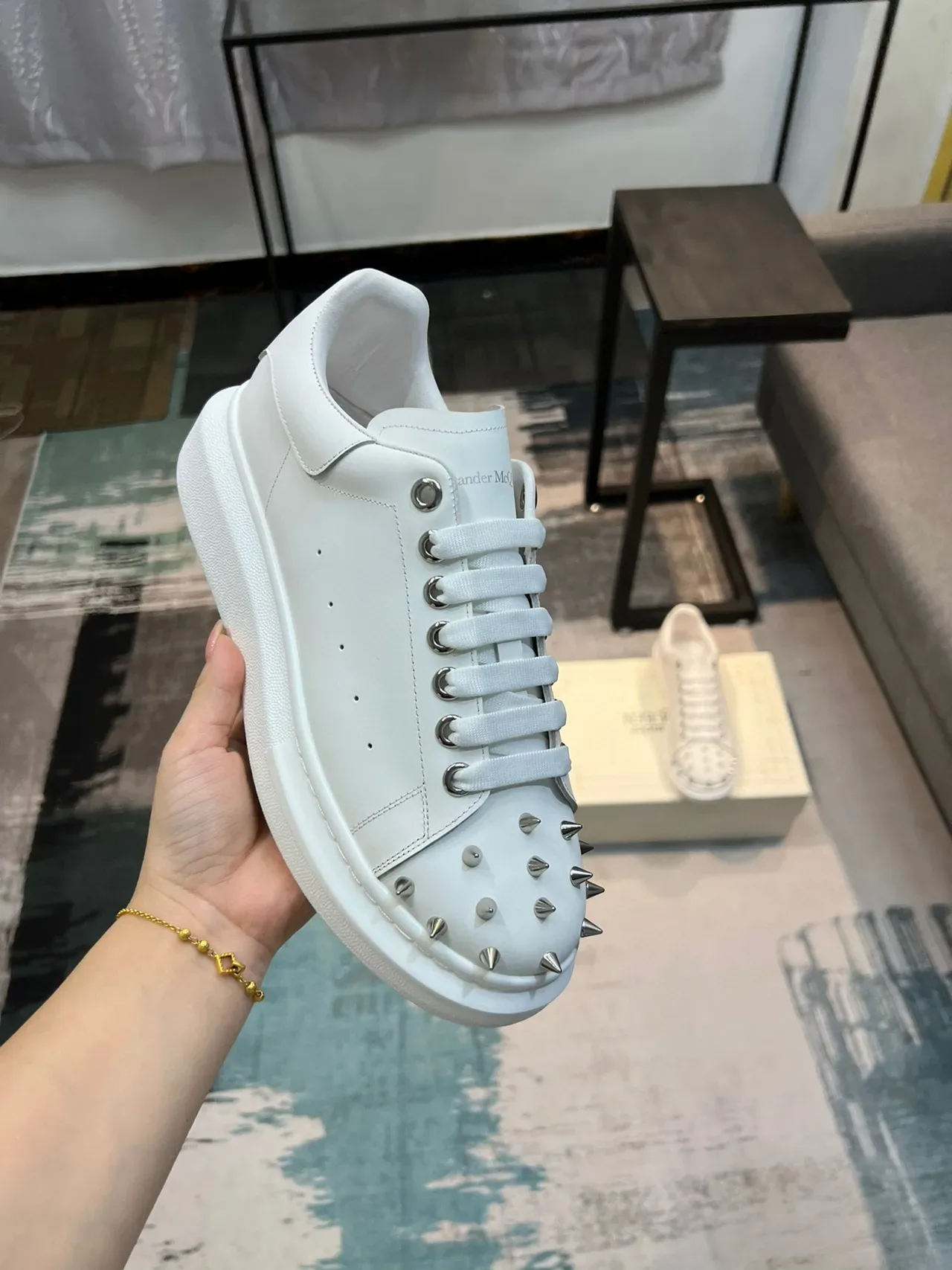 Alexander McQueen Oversized Sneaker White Studded Toe Lifestyle Sneakers 7