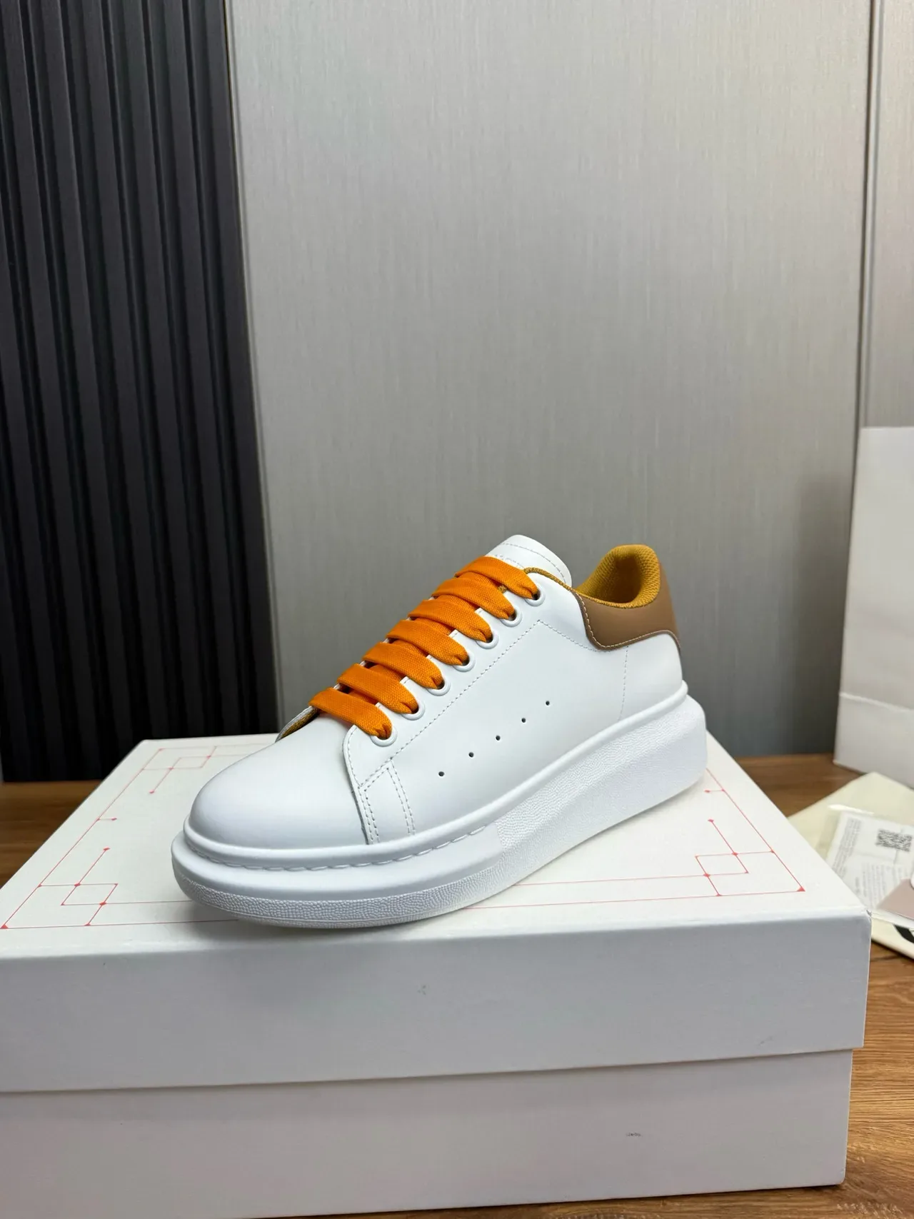 Alexander McQueen Oversized Sneaker White Tan Orange Lifestyle Sneakers 2
