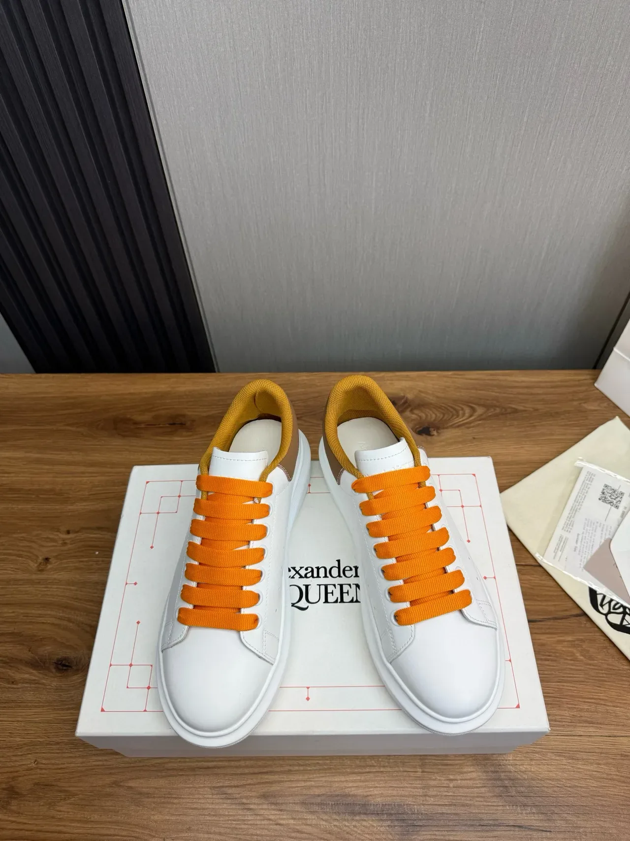 Alexander McQueen Oversized Sneaker White Tan Orange Lifestyle Sneakers 3