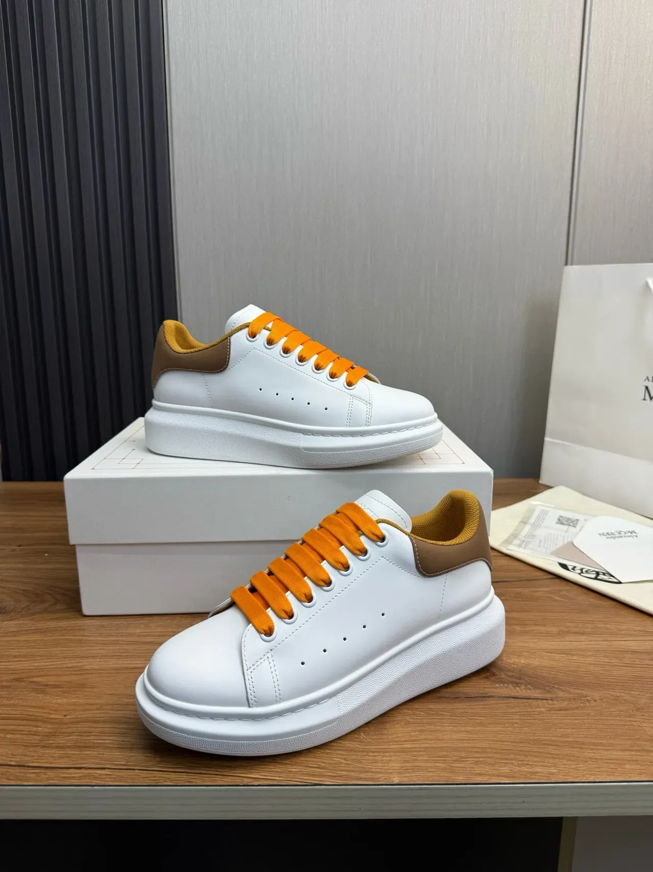Alexander McQueen Oversized Sneaker White Tan Orange Lifestyle Sneakers 5