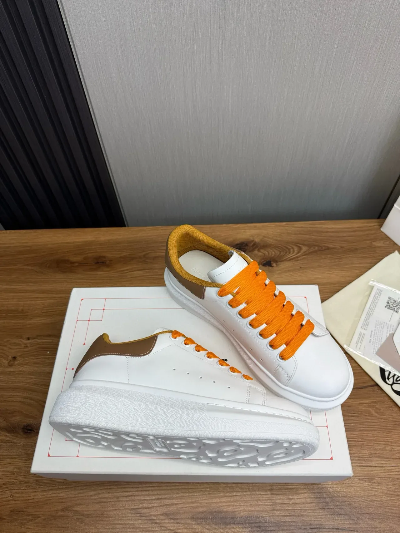 Alexander McQueen Oversized Sneaker White Tan Orange Lifestyle Sneakers 6