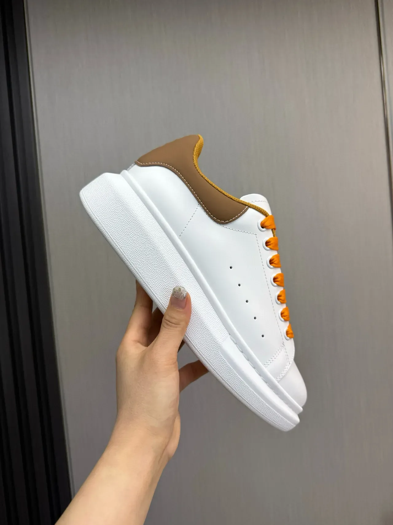 Alexander McQueen Oversized Sneaker White Tan Orange Lifestyle Sneakers 7
