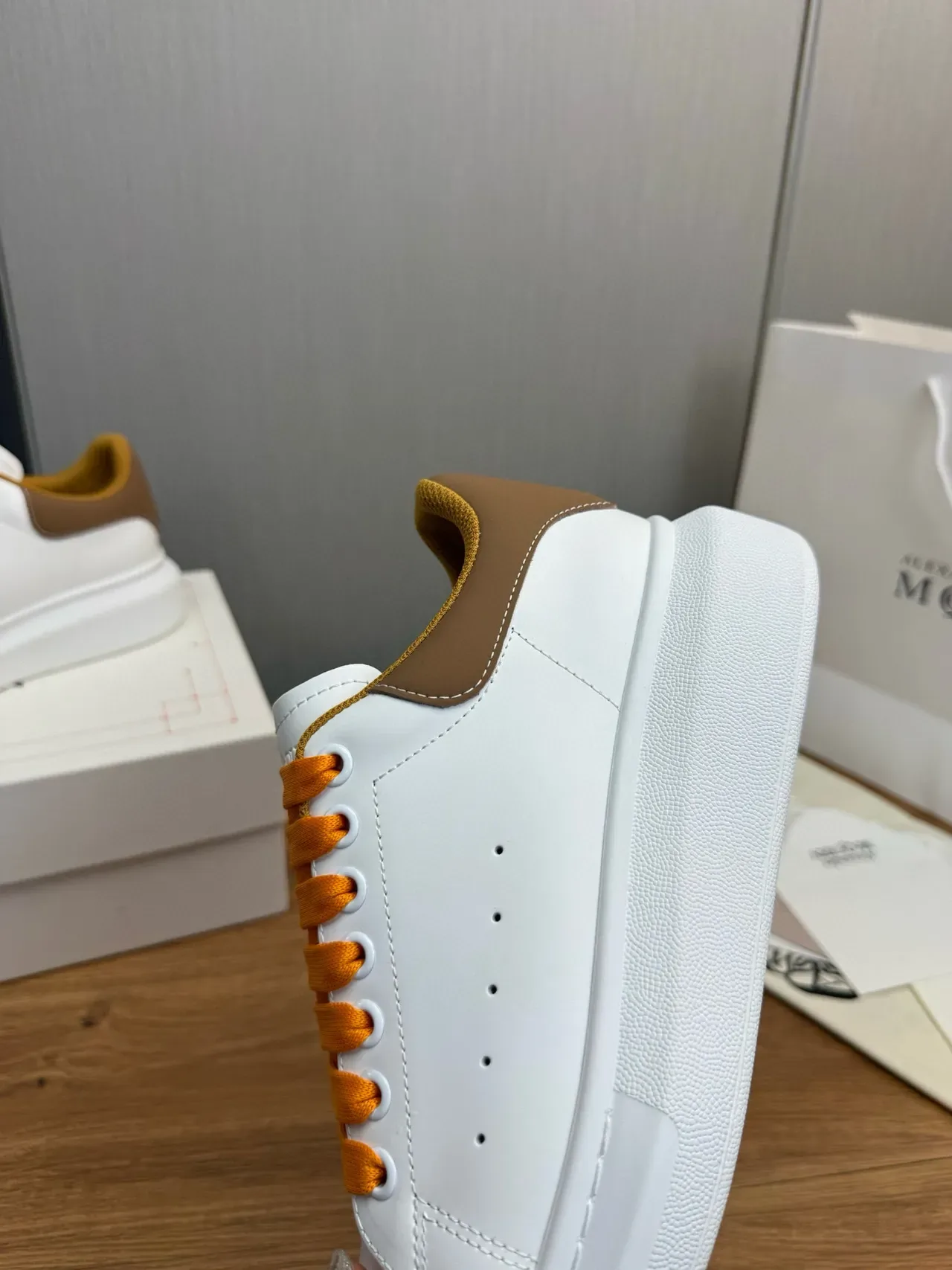 Alexander McQueen Oversized Sneaker White Tan Orange Lifestyle Sneakers 9