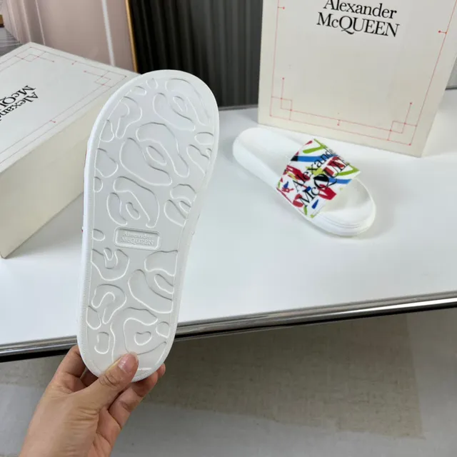 Alexander McQueen Printed Strap White Slippers 2