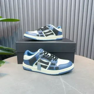 Amiri Azul Negro Geométrico Jaula Overlay Apilado Panel Construcción Estilo de Vida Zapatillas