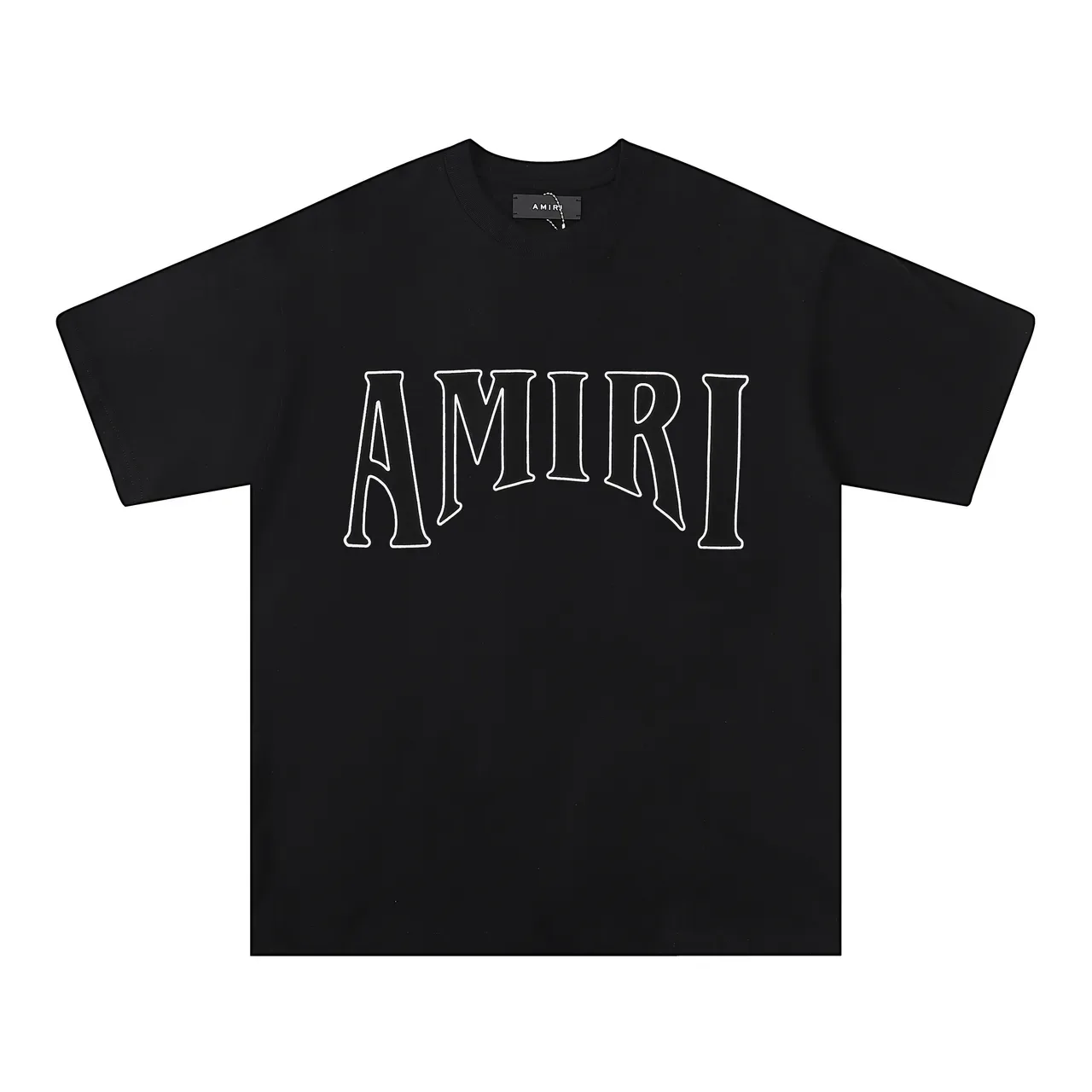 Camiseta negra Amiri logo gráfico de contorno 10