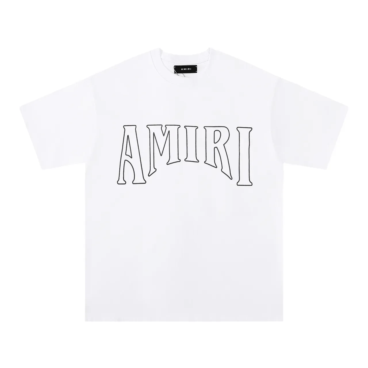 Camiseta negra Amiri logo gráfico de contorno 12