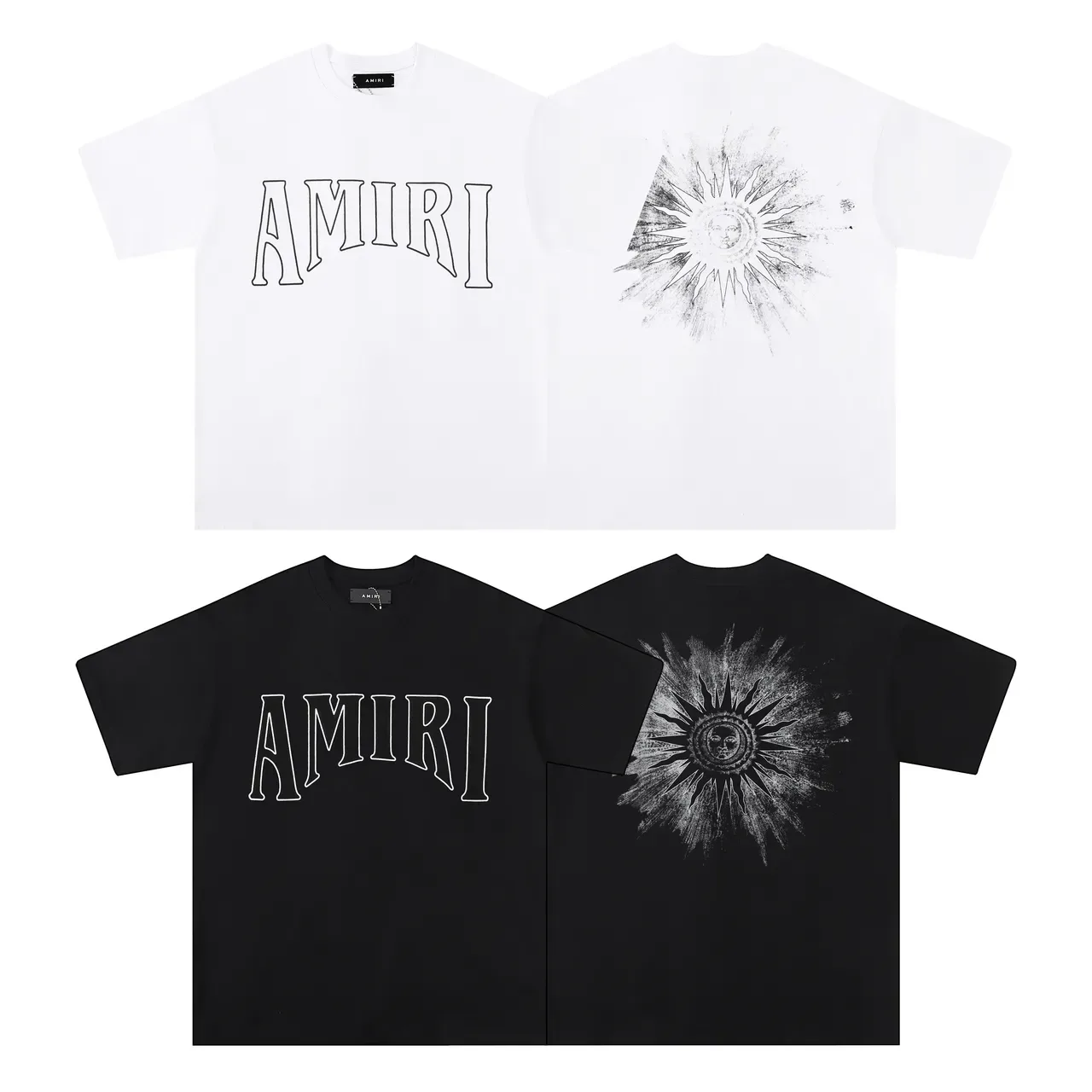 Camiseta negra Amiri logo gráfico de contorno 13