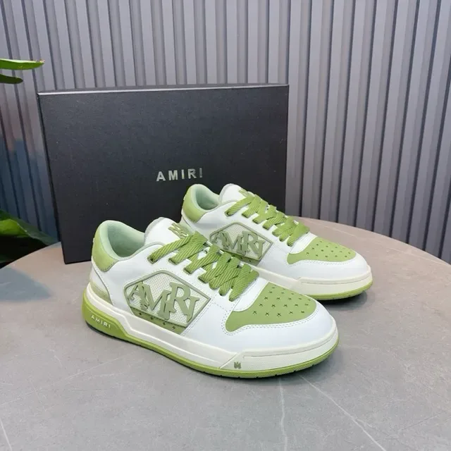 Amiri MA Court White and Lime Green Lifestyle Sneakers 4