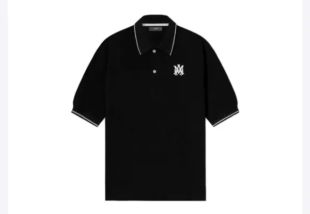 Camiseta Polo Amiri Monogram Preto Branco Embroidered Contrast Piping 6
