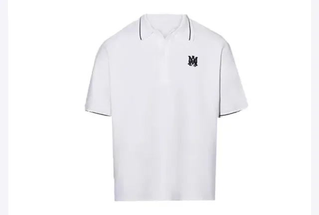 Camiseta Polo Amiri Monogram Preto Branco Embroidered Contrast Piping 7