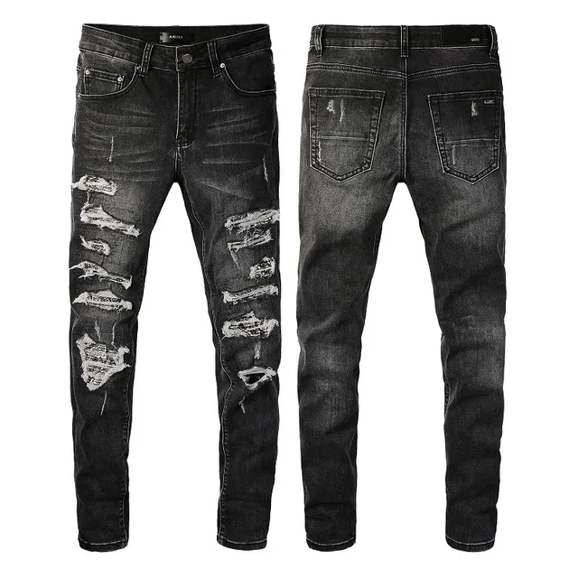 Amiri Skel Top Negro Blanco Distressed Slim-Fit Jeans 2