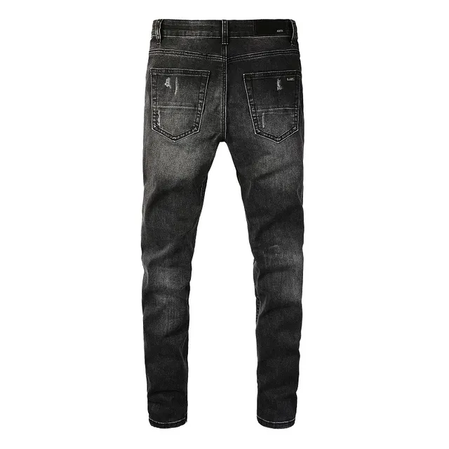 Amiri Skel Top Negro Blanco Distressed Slim-Fit Jeans 3