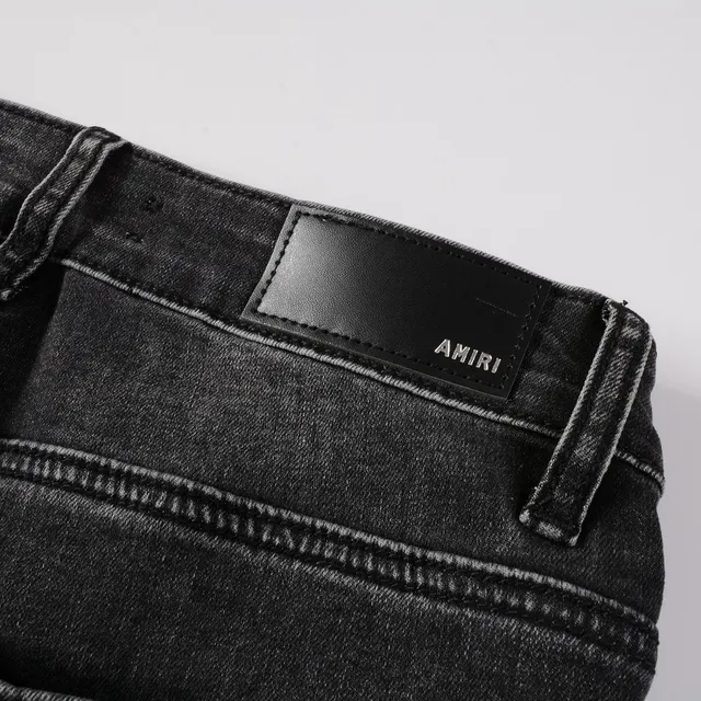 Amiri Skel Top Negro Blanco Distressed Slim-Fit Jeans 7