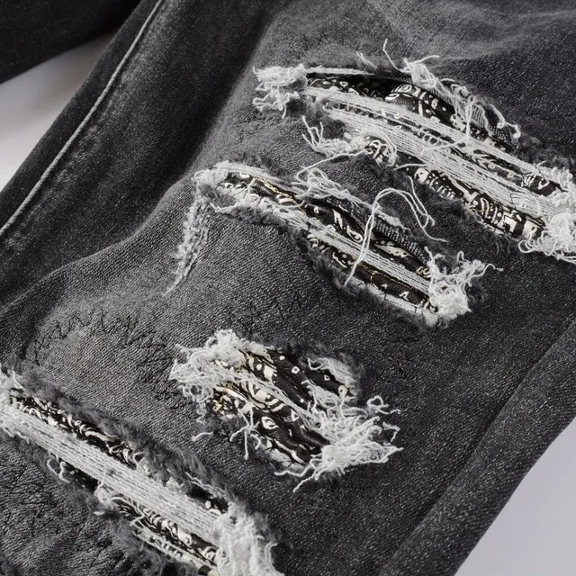 Amiri Skel Top Negro Blanco Distressed Slim-Fit Jeans 11