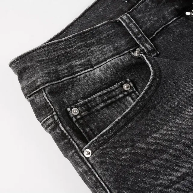 Amiri Skel Top Negro Blanco Distressed Slim-Fit Jeans 12