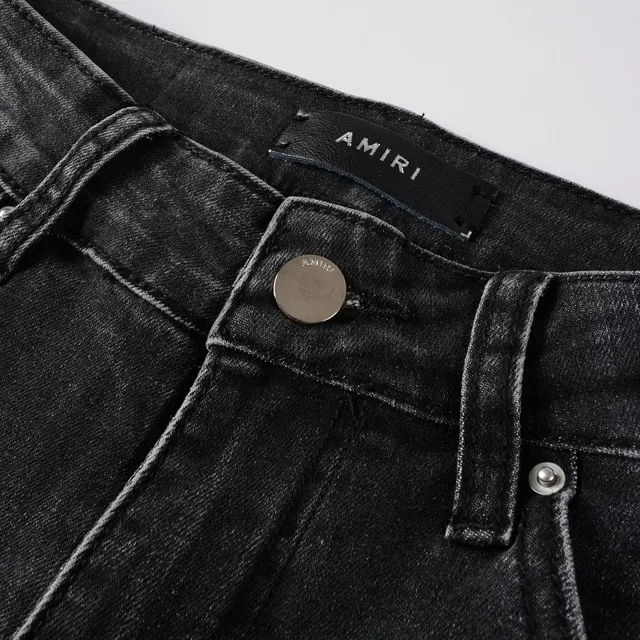 Amiri Skel Top Negro Blanco Distressed Slim-Fit Jeans 14
