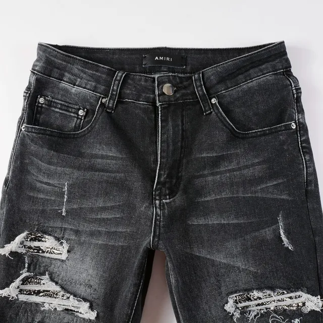 Amiri Skel Top Negro Blanco Distressed Slim-Fit Jeans 15