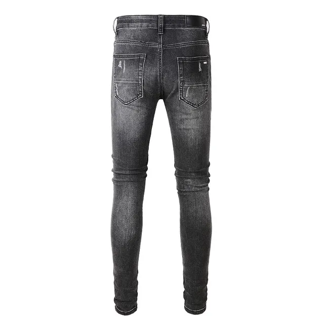 Amiri Skel Top Negro Blanco Distressed Slim-Fit Jeans 16