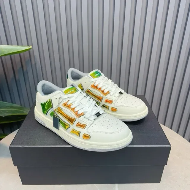 Amiri Skel Top White Orange Iridescent Lifestyle Sneakers 6