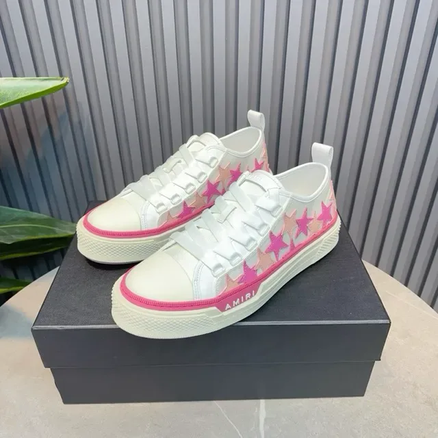 Amiri White Pink Low-Top Canvas-Like Upper Lifestyle Sneakers 8