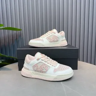 Amiri Zapatos lifestyle blancos y rosas low-top con perforación en la punta