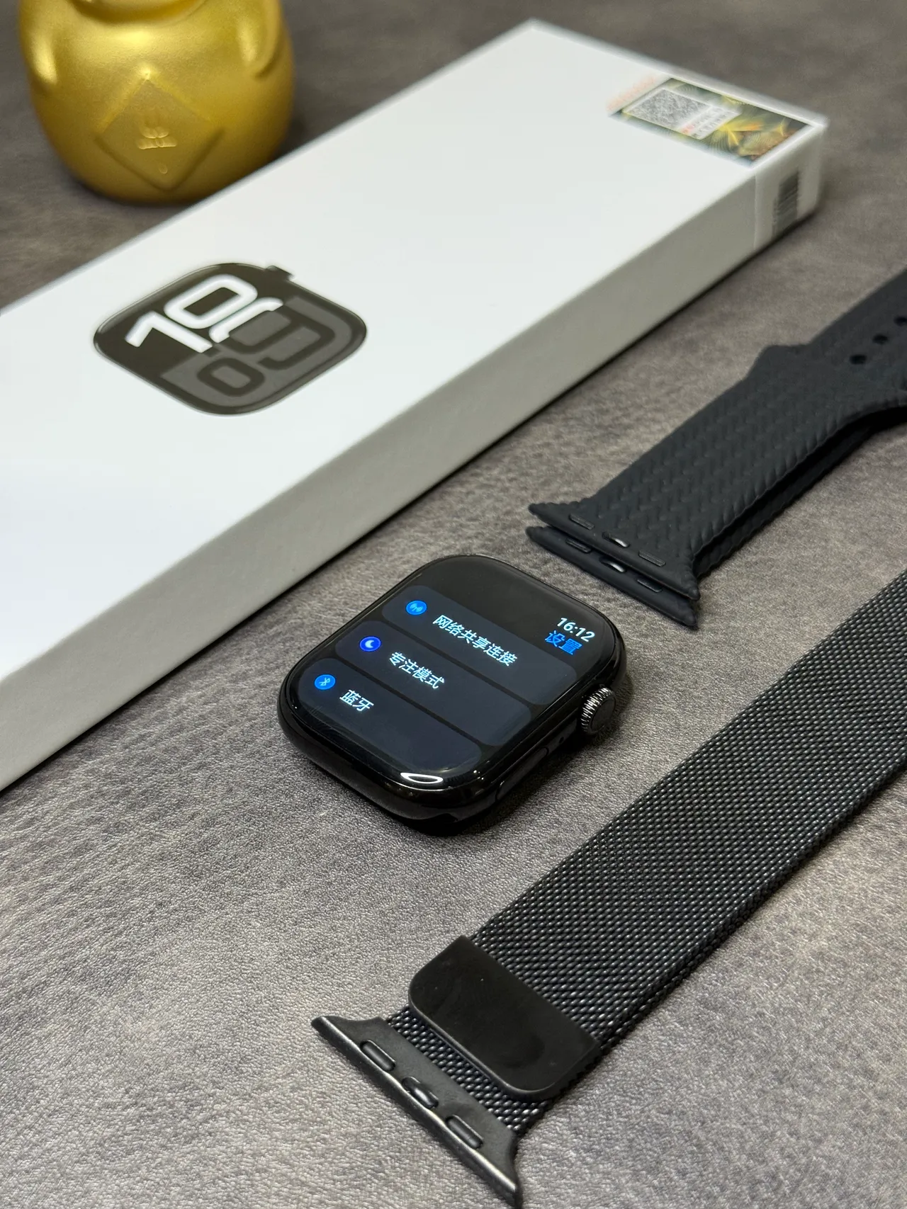 Apple Relógio Preto Cinza Borda Reta Carcassa Milanese Loop Pulseira Relógio Esportivo 6