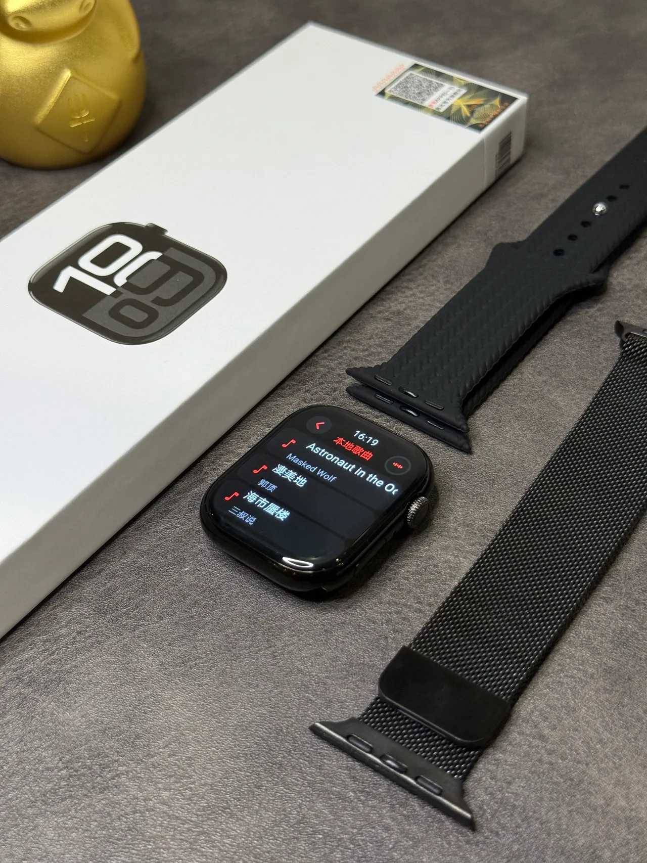 Apple Relógio Preto Cinza Borda Reta Carcassa Milanese Loop Pulseira Relógio Esportivo 9