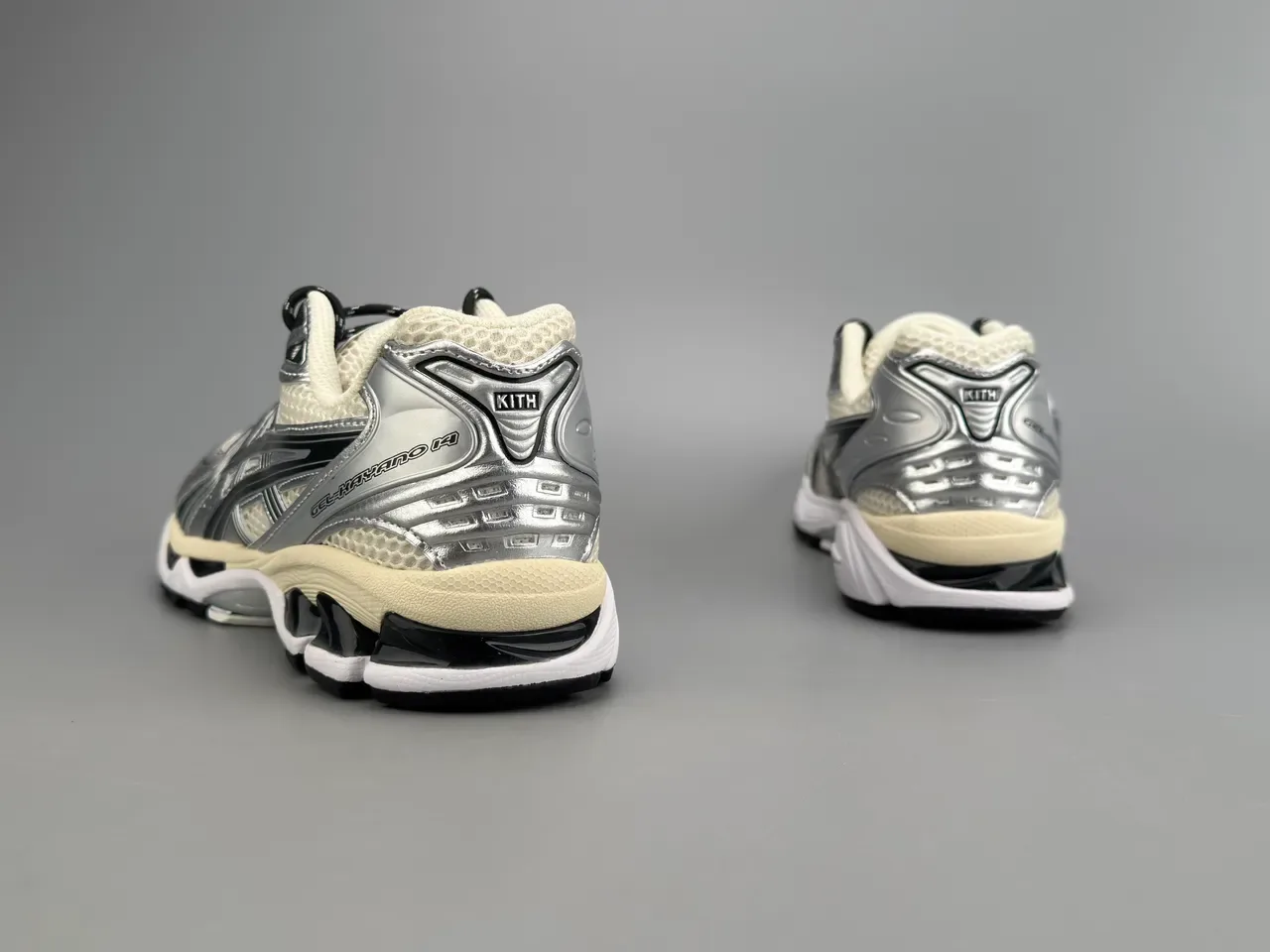 ASICS Gel-Kayano 14 Silver Black Cream Running Shoes 4