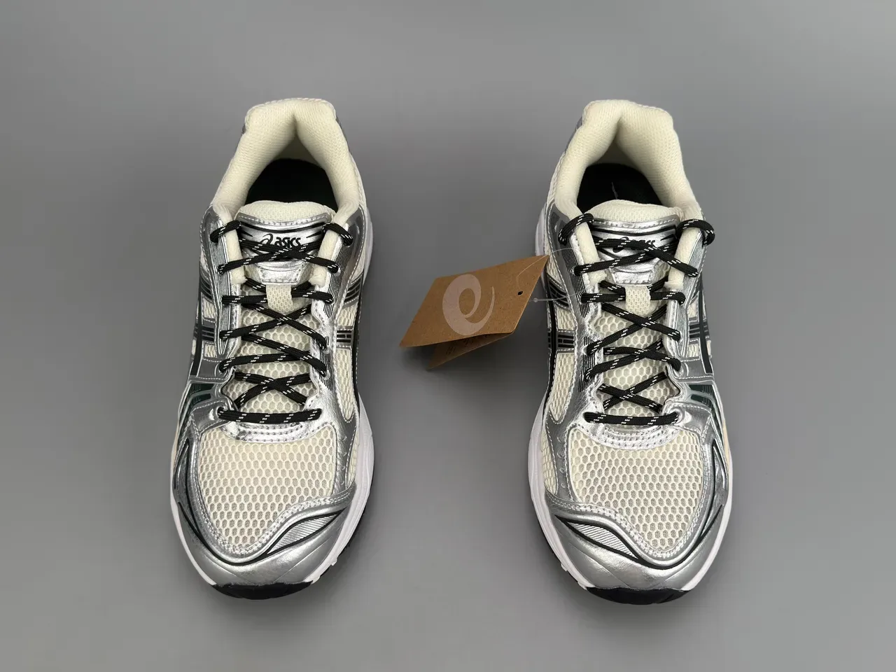 ASICS Gel-Kayano 14 Silver Black Cream Running Shoes 7