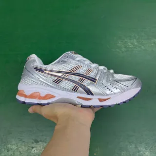 ASICS Gel-Kayano H चाँदी नेवी पीच रनिंग जूते