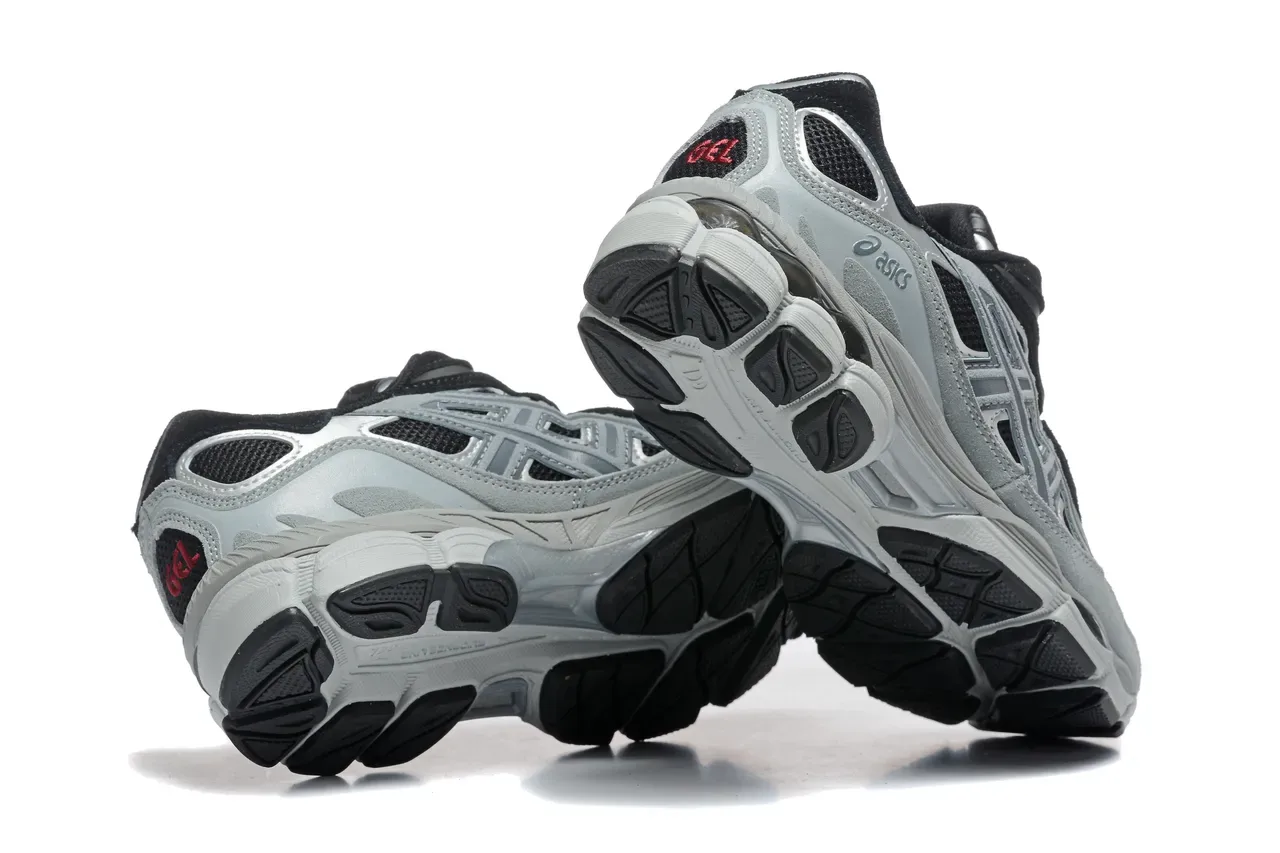 ASICS Cinza Preto Malha e Sintético Superposição Construção Design de Cage Estruturada Tênis de Corrida 4