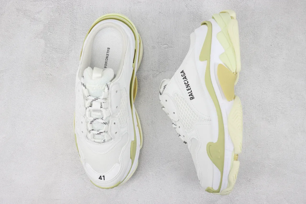 Balenciaga Defender Mule Branco e Verde Lima Chunky Sneakers 3